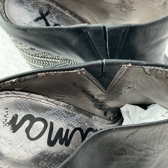 Sam Edelman Kylie Wedge Mules Black Leather Peep Toe Heels Women’s Size 7.5 - Picture 8 of 14